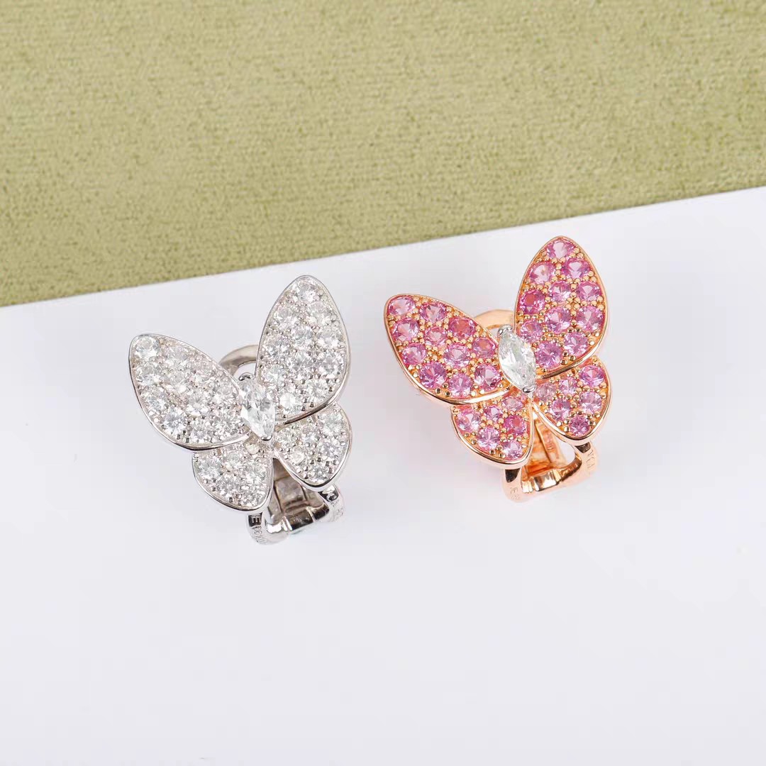 replica Van Cleef & Arpels Asymmetrical Diamond Butterfly Earrings - H Lin Jewelry