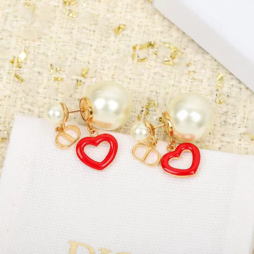 replica Dior CD Heart Drop Front Back Pearl Stud Earring - H Lin Jewelry
