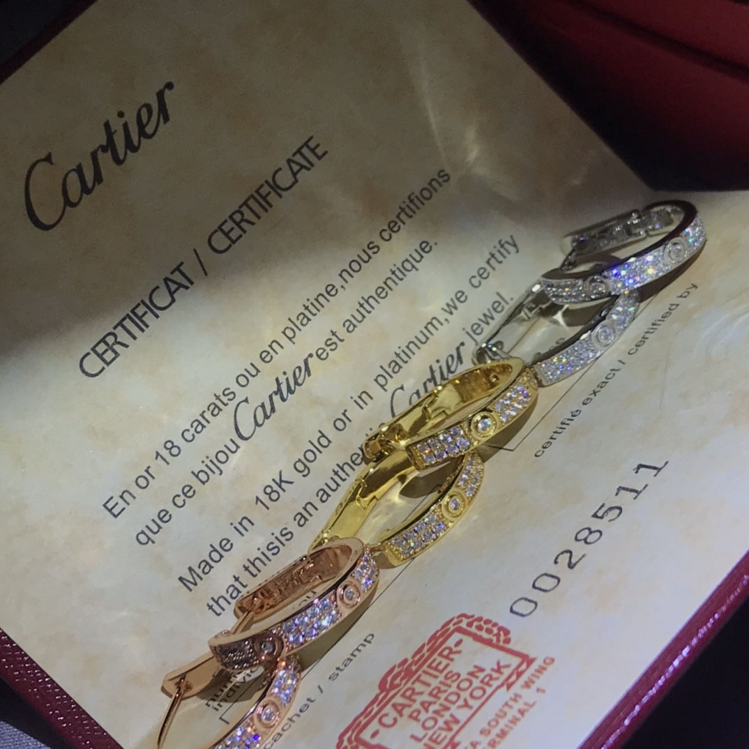 replica Cartier LEVE Full Paved Diamond Hoop Earrings - H Lin Jewelry