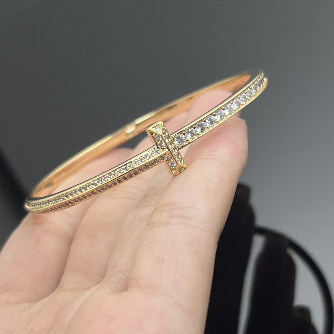replica Tiffany Diamond Paved Bangle Bracelet - H Lin Jewelry