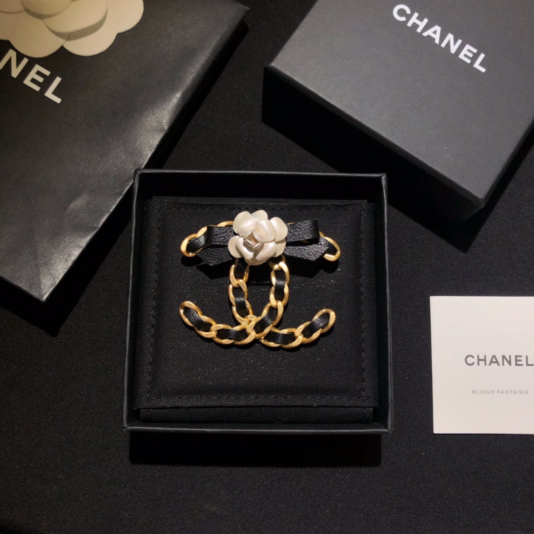 replica Vintage Chanel Camellia Leather Brooch - H Lin Jewelry