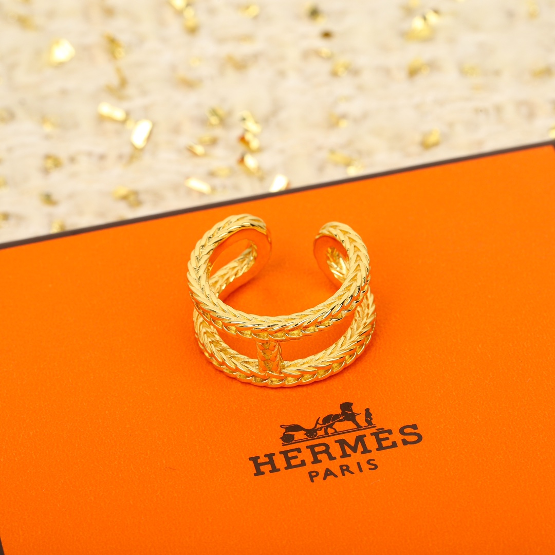 replica Hermes Hollow Open Gold Ring - H Lin Jewelry