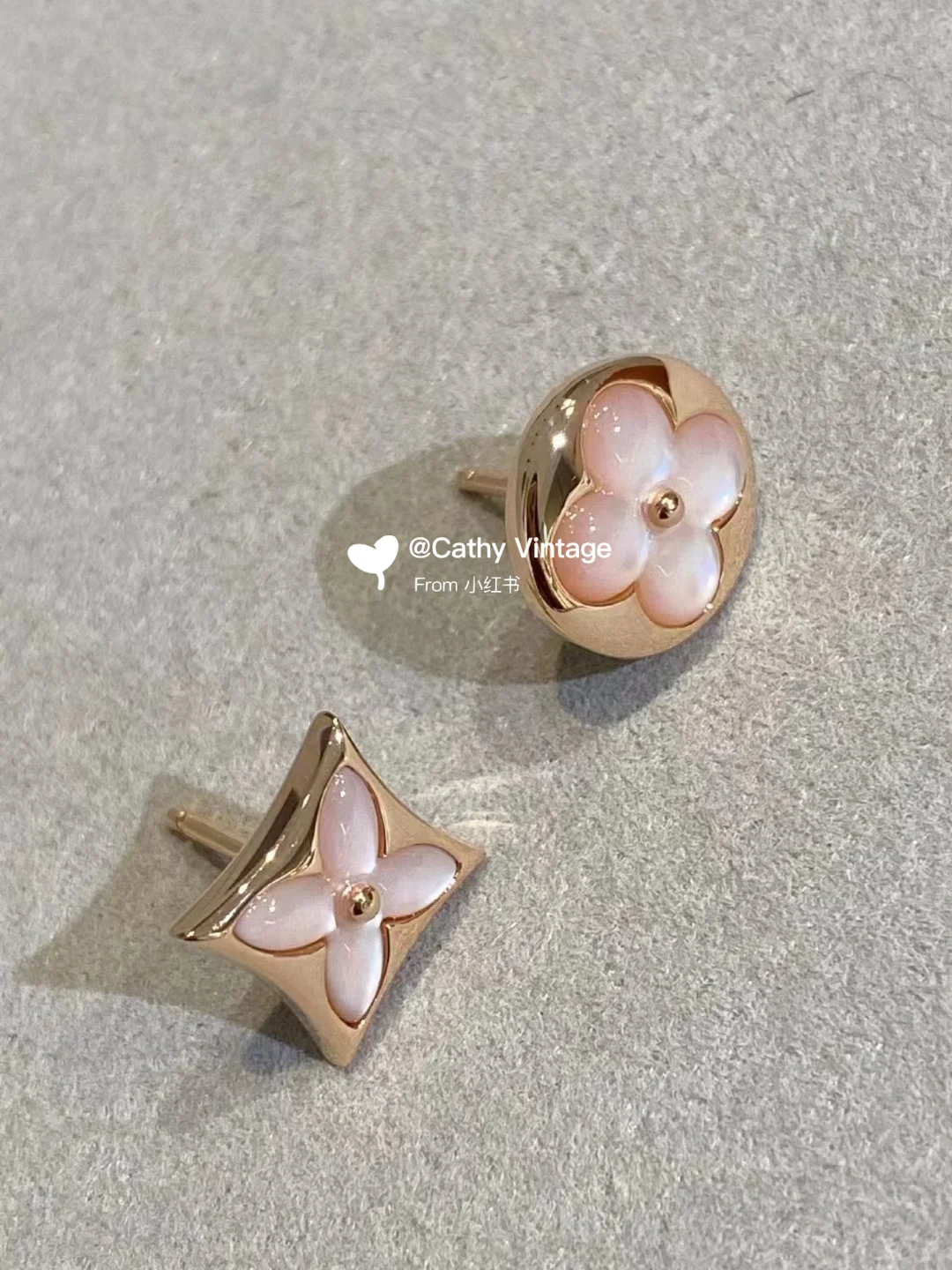 replica Louis Vuitton AB Asymmetric Pink Stud Earrings - H Lin Jewelry