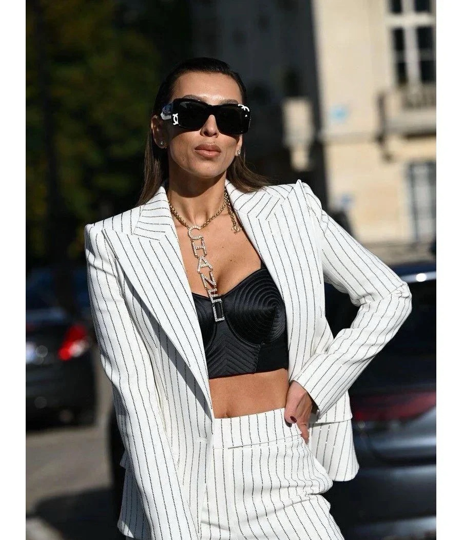 replica Chanel Light Gold Monogram Logo Drop Pendant Necklace - H Lin Jewelry