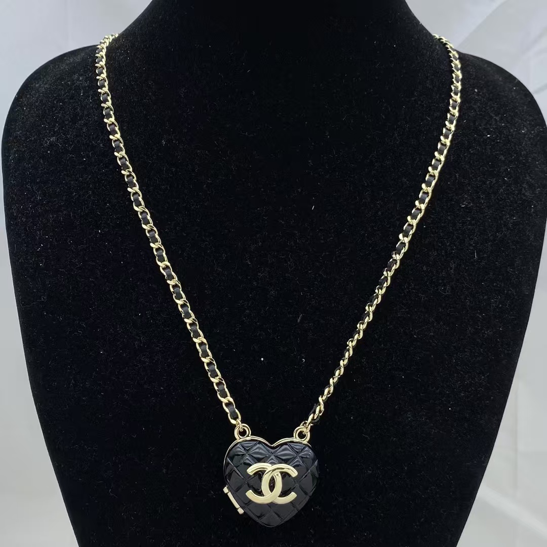 replica Chanel Heart Pendant Leather Long Necklace - H Lin Jewelry