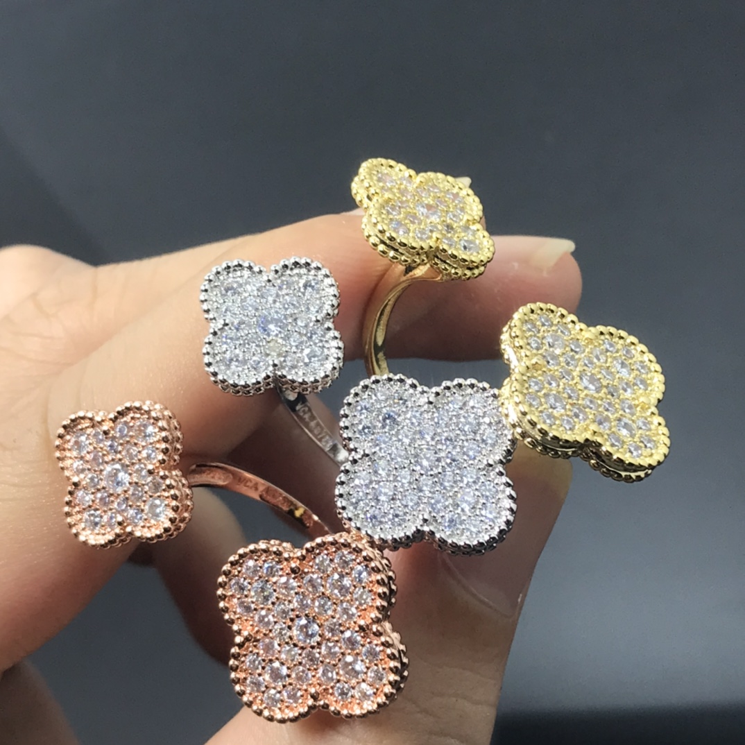 replica Van Cleef & Arpels Full Diamond Magic Alhambra Between the Finger Ring - H Lin Jewelry