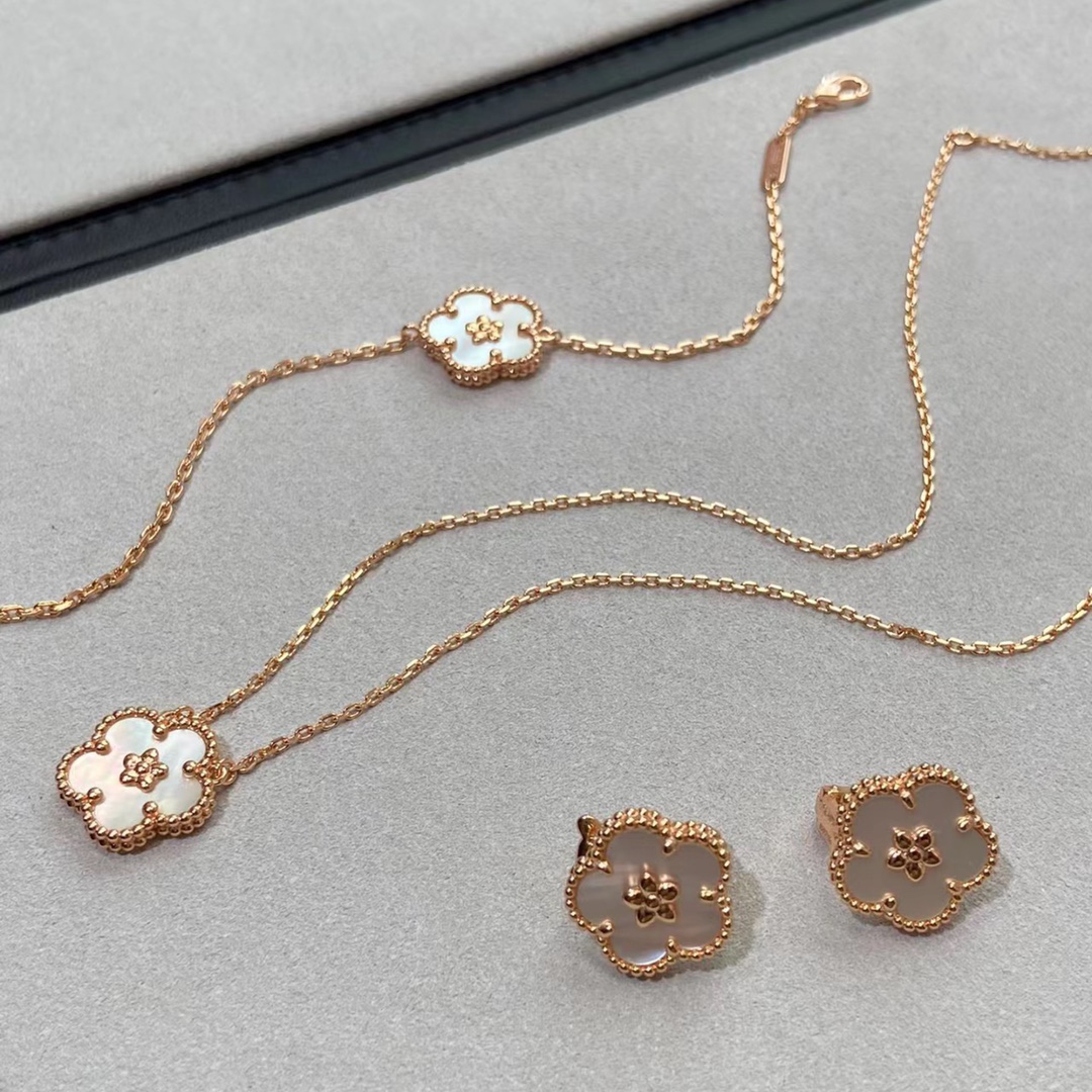 replica Van Cleef & Arpels Lucky Spring Earrings Bracelet Necklace - H Lin Jewelry