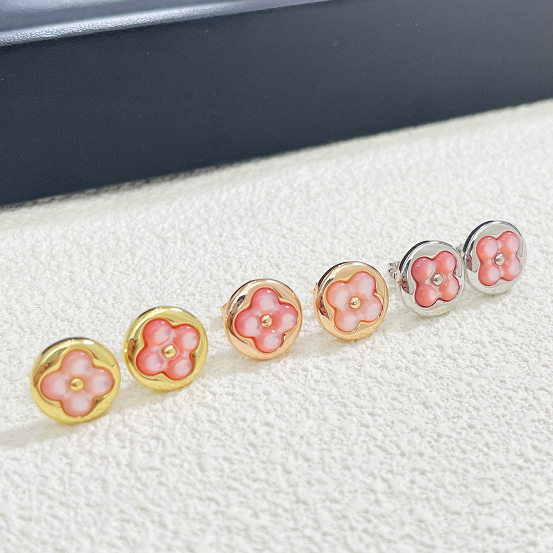 replica Louis Vuitton Pink Mother of Pearl Stud Earrings - H Lin Jewelry