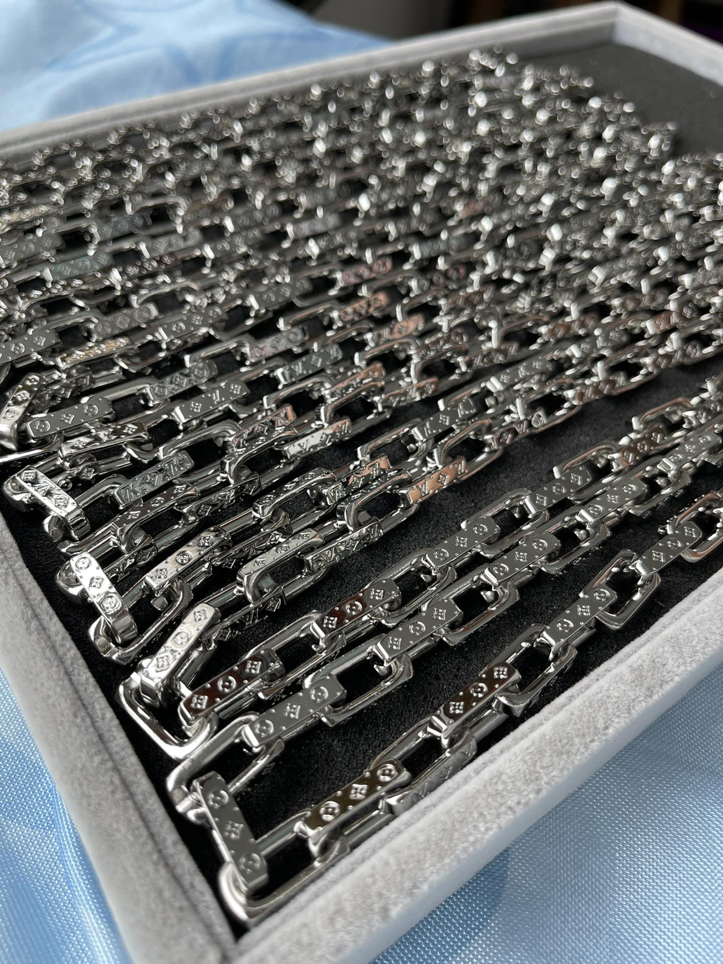 replica Louis Vuitton Monogram Men's Silver Necklace - H Lin Jewelry