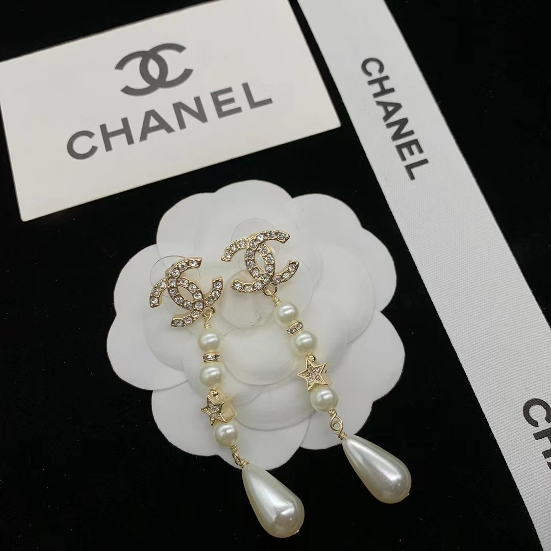 replica Chanel Teardrop Pearl Tassel Earrings - H Lin Jewelry