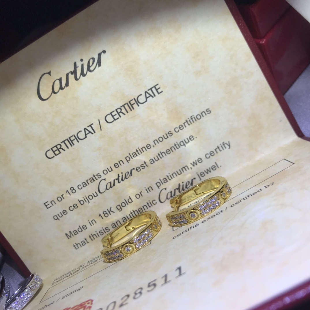 replica Cartier LEVE Full Paved Diamond Hoop Earrings - H Lin Jewelry