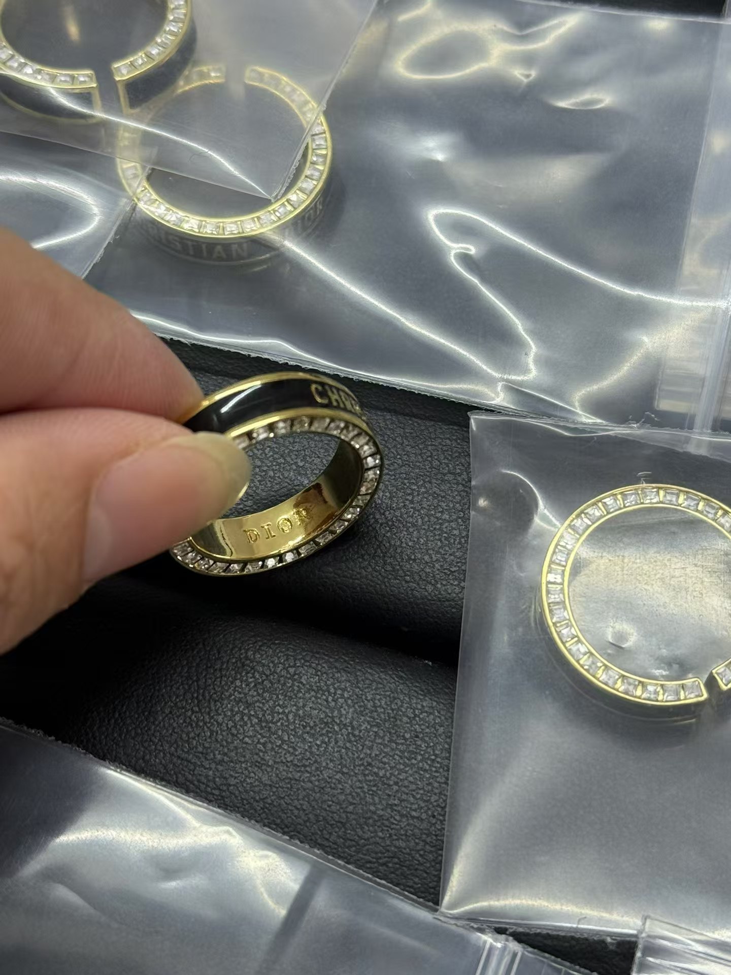 replica Black Enamel CHRISTIAN DIOR Ring - H Lin Jewelry