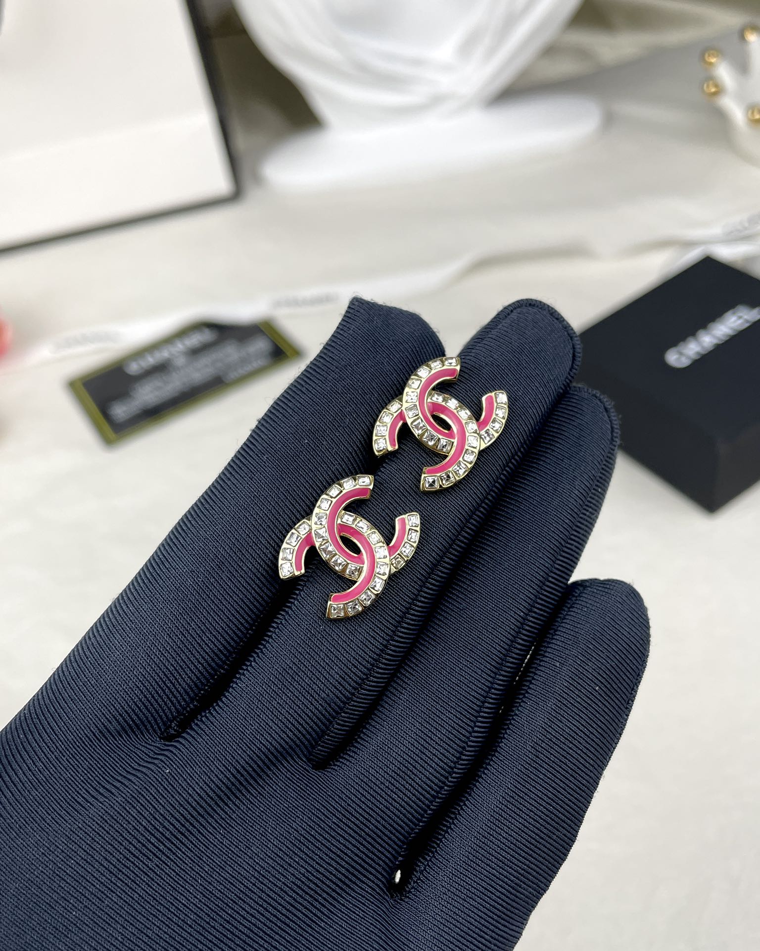 replica Pink Chanel Brooch Earrings - H Lin Jewelry