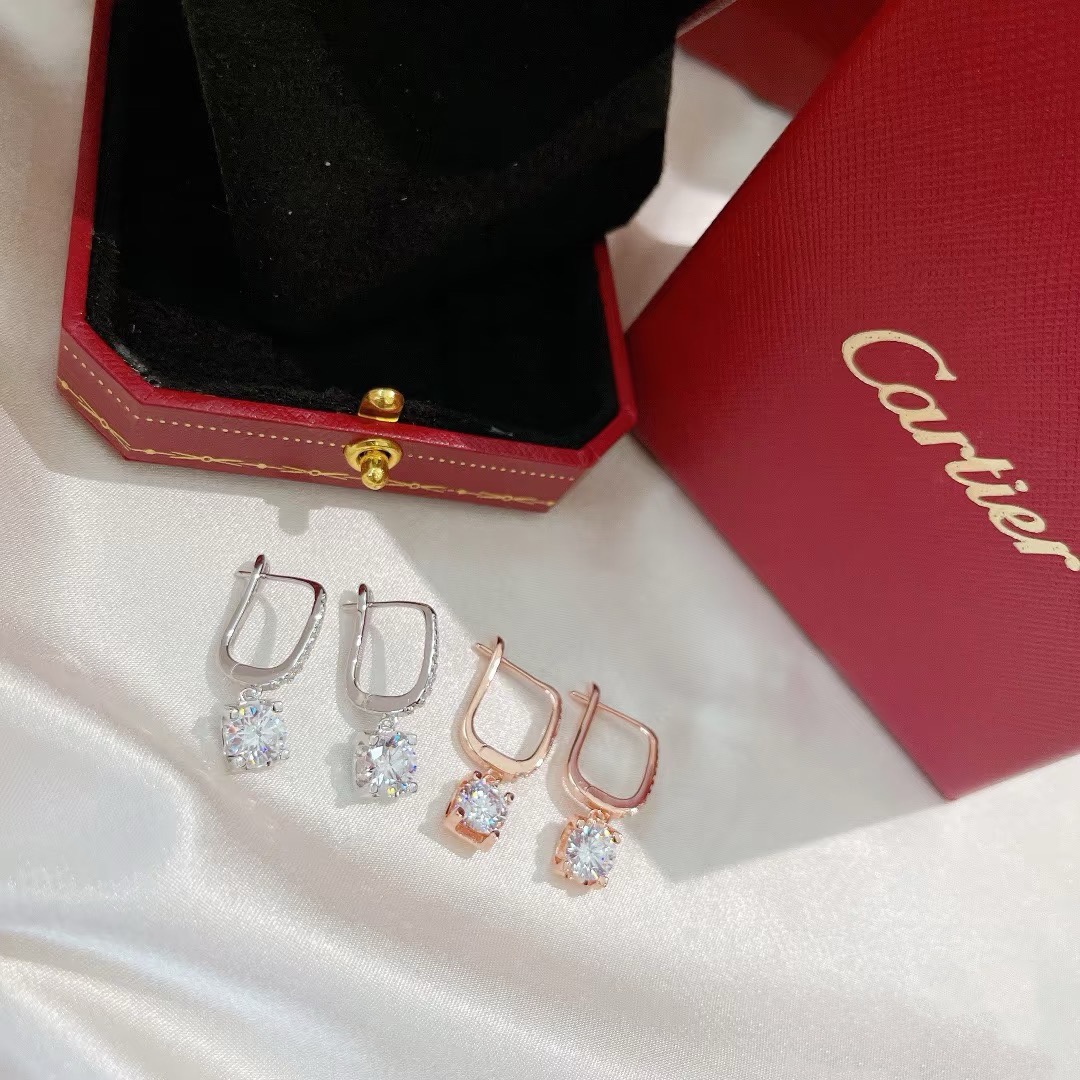 replica Cartier Square Diamond Dangle Earrings - H Lin Jewelry