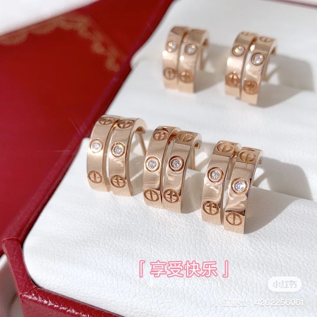 replica Cartier Diamond Paved LOVE Half Hoop Earrings - H Lin Jewelry
