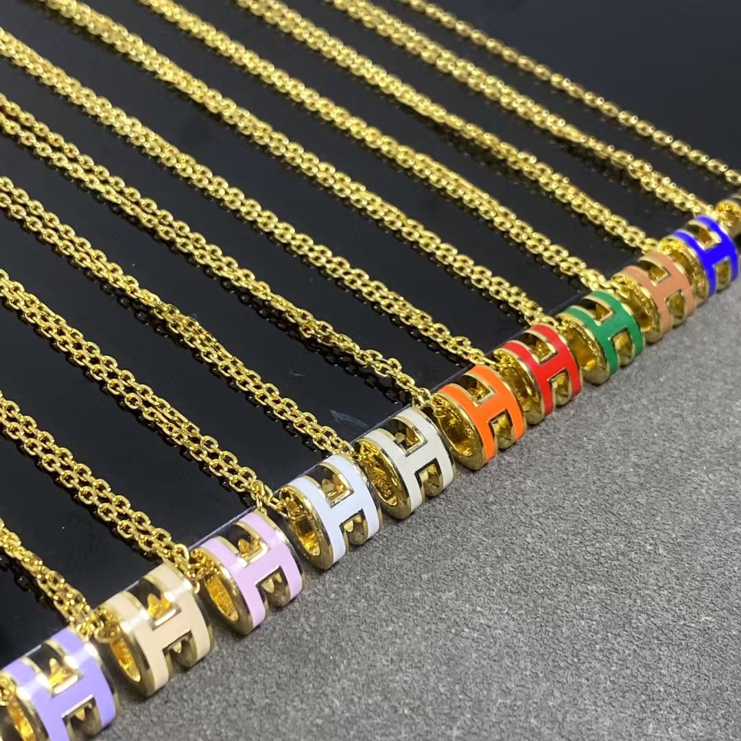 replica Hermes Mini Enamel H Pendant Necklace - H Lin Jewelry