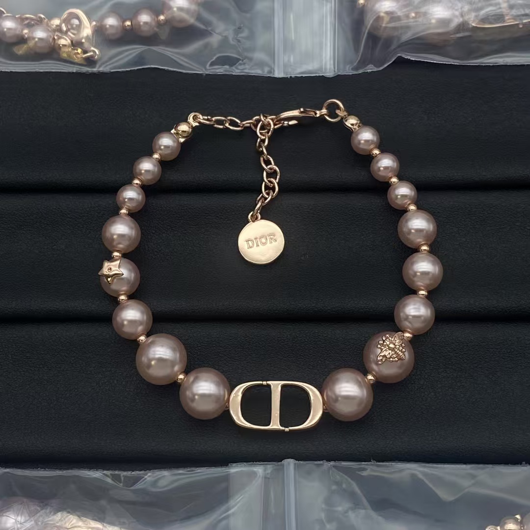 replica Dior Rose Gold Pink Pearl Bracelet - H Lin Jewelry