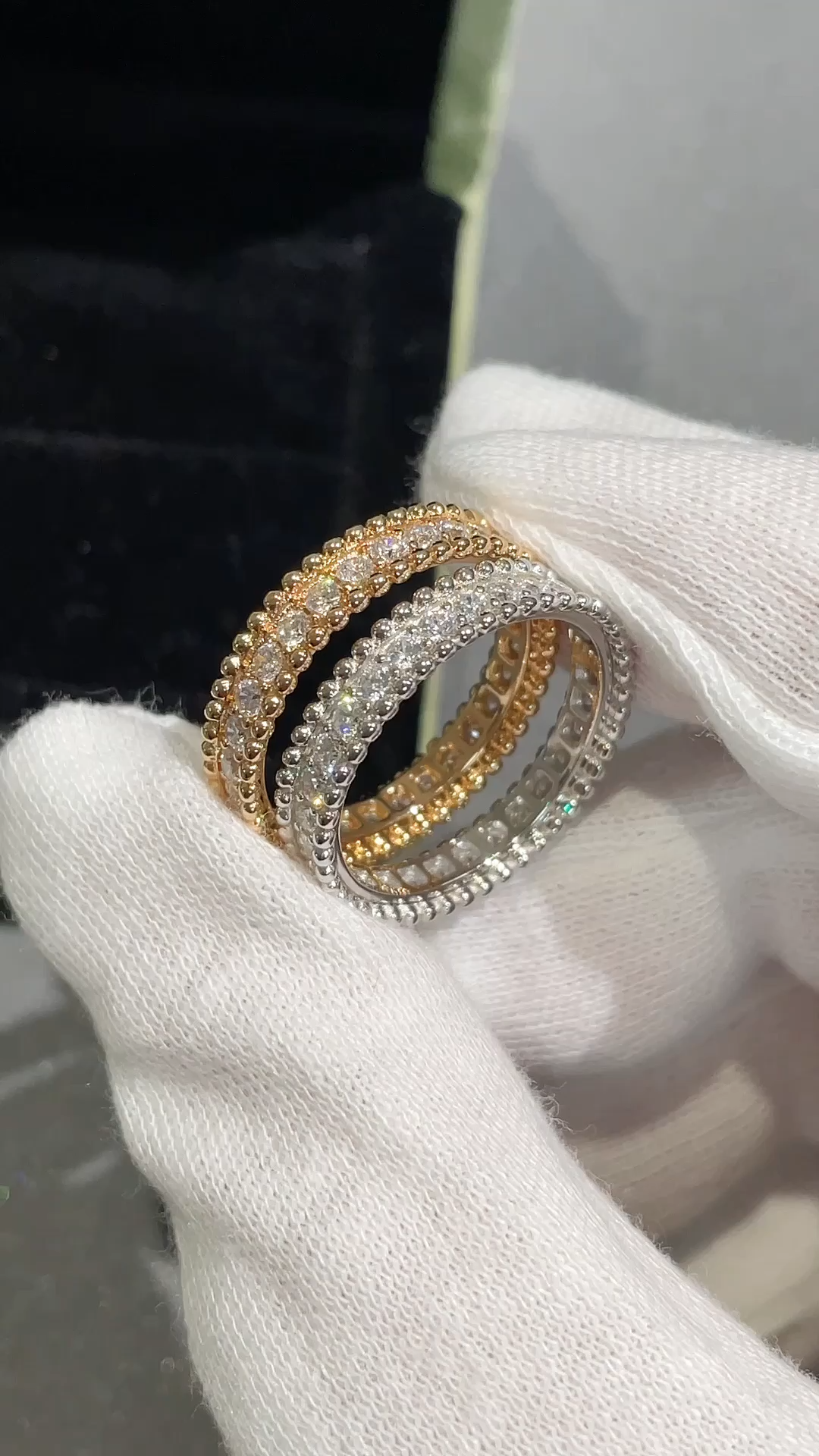 replica Van Cleef & Arpels Perlee Diamonds Ring, 1 Row - H Lin Jewelry