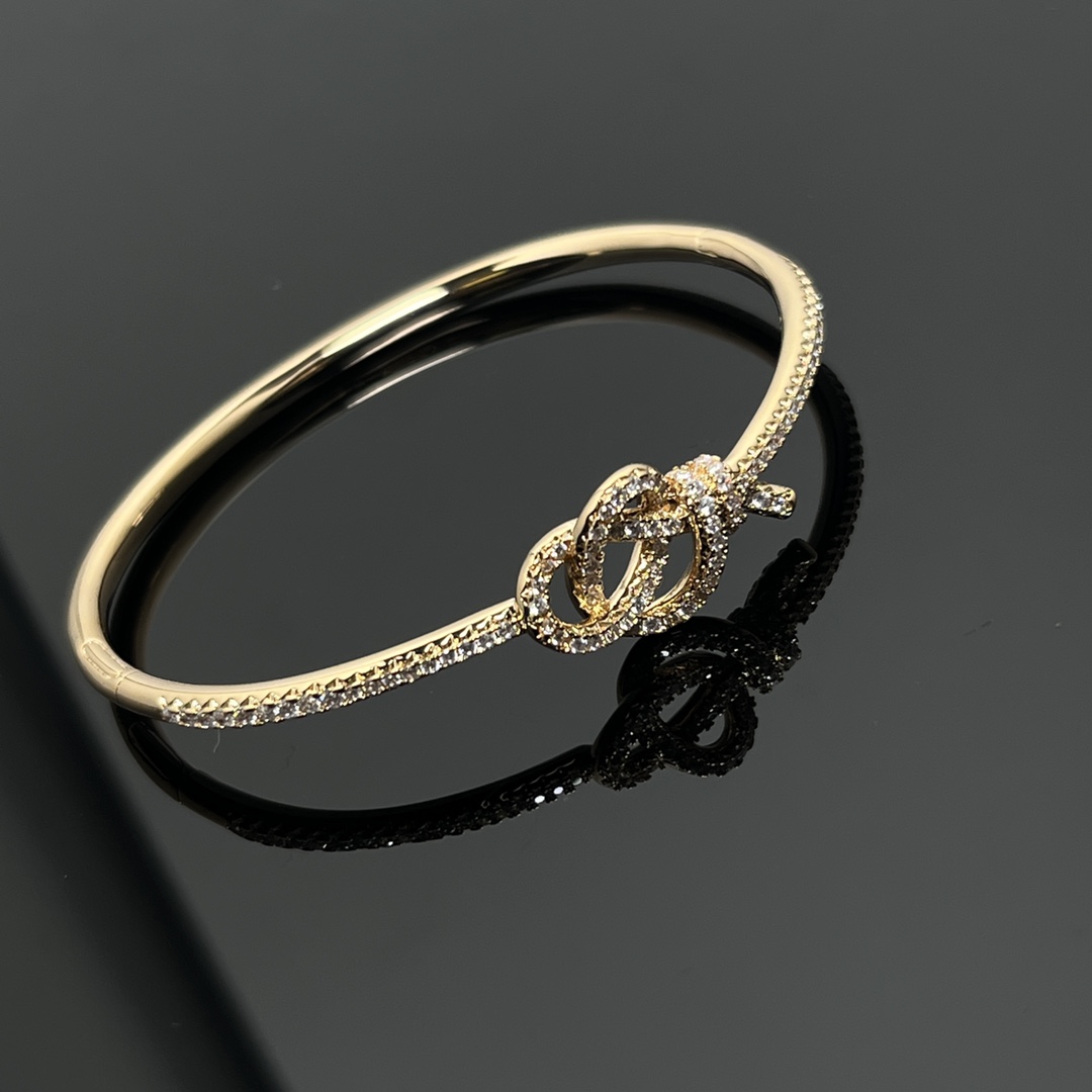 replica Tiffany Diamond Paved Key Knot Bangle Bracelet - H Lin Jewelry