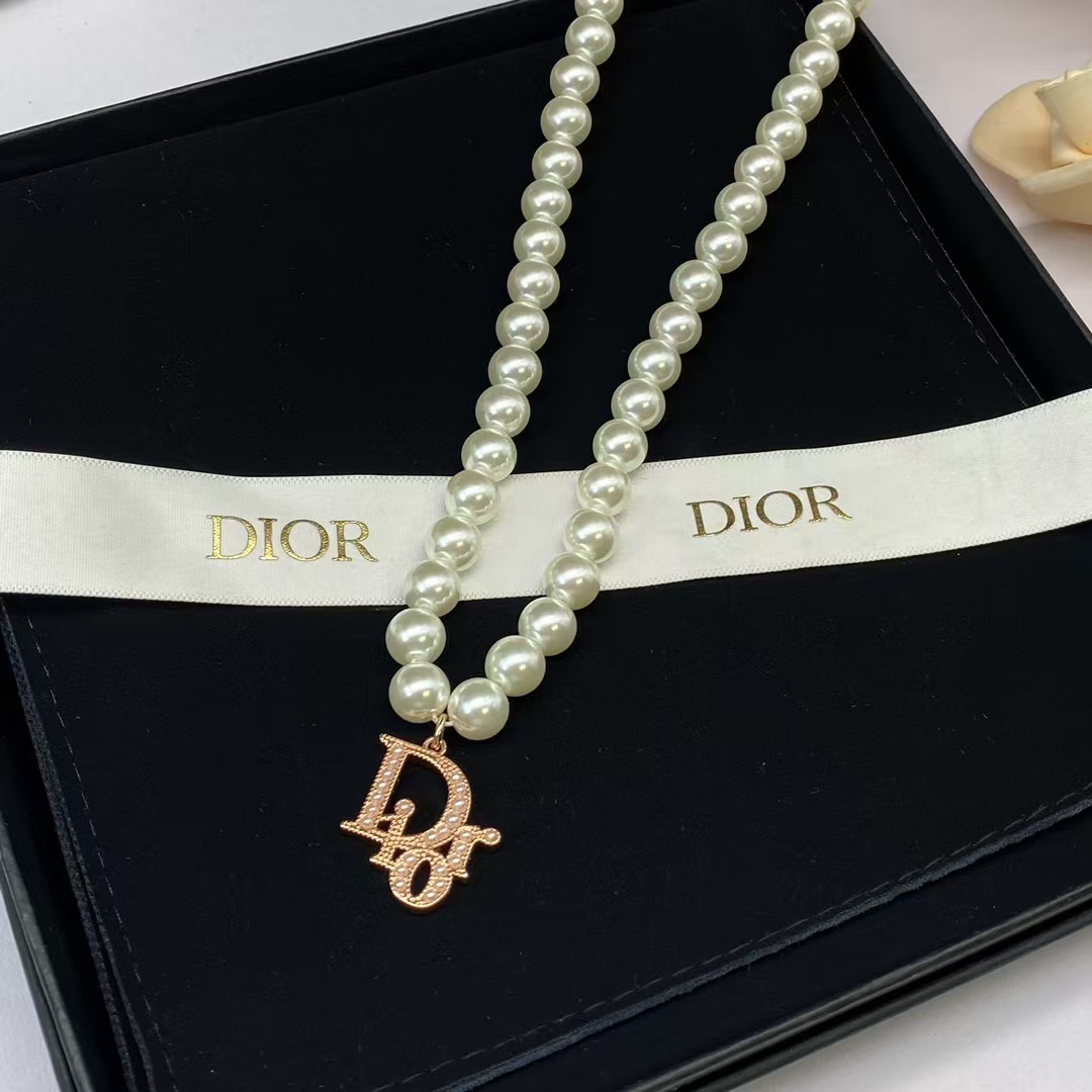 replica Dior Letters Pendant Pearl Necklace - H Lin Jewelry