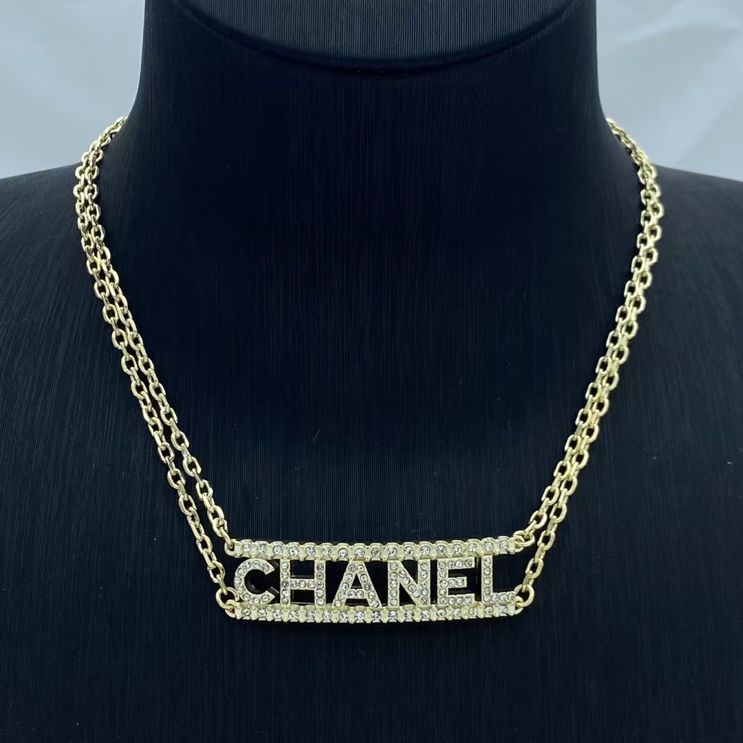 replica Chanel Letters Pendant Two Row Chains Necklace - H Lin Jewelry