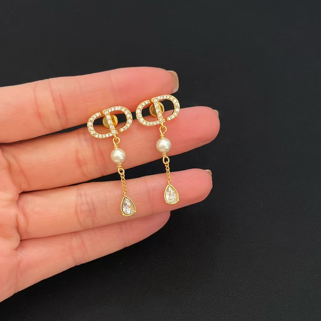 replica Dior CD Teardrop Pearl Earrings - H Lin Jewelry