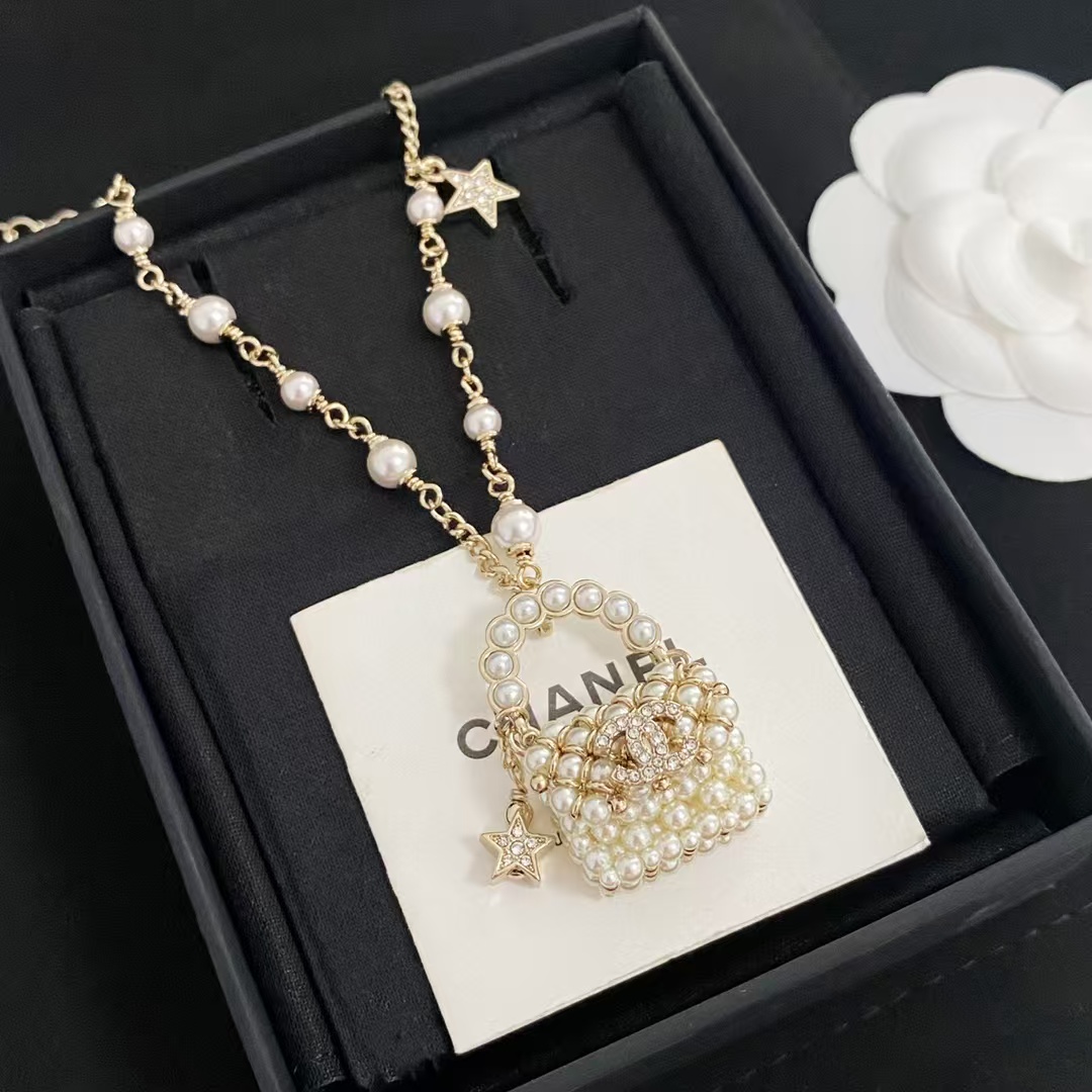 replica Chanel Pearl Bag Pendant Necklace - H Lin Jewelry