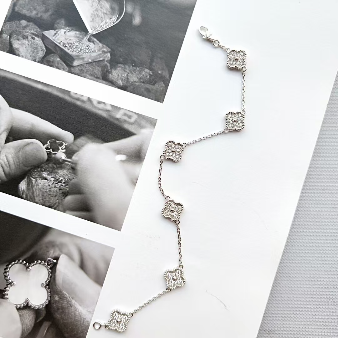 replica Van Cleef & Arpels Full Diamond Sweet Alhambra Bracelet 6 Motifs - H Lin Jewelry