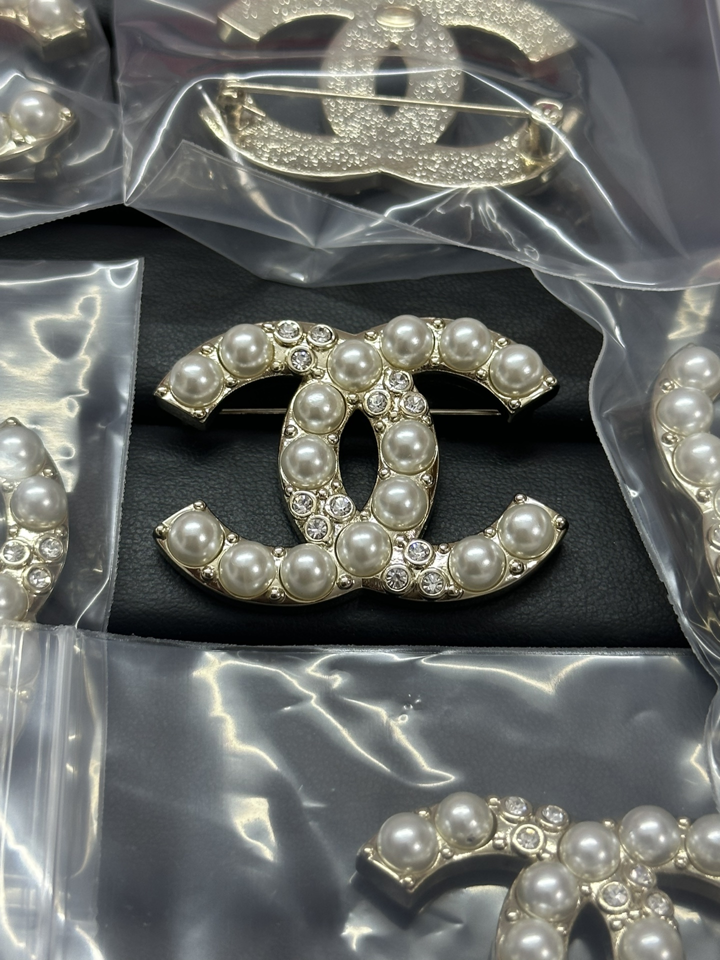 replica Chanel Pearl and Rhinestone CC Brooch Pin - H Lin Jewelry
