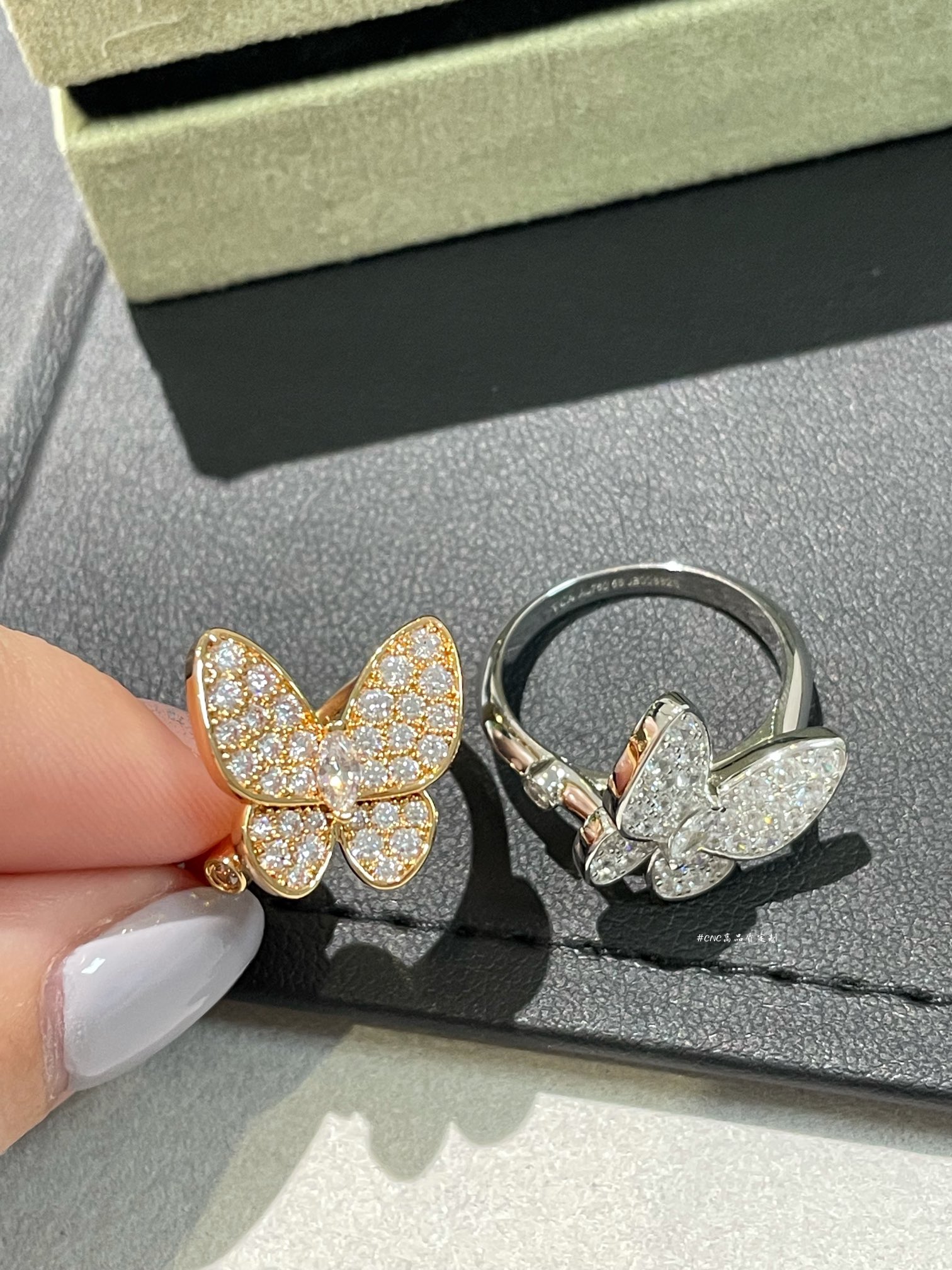 replica Van Cleef & Arpels Full Diamond Butterfly Ring - H Lin Jewelry