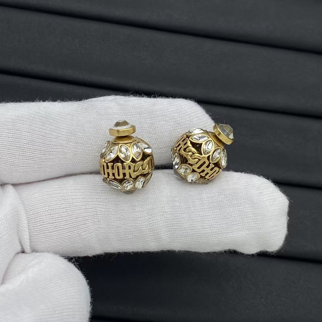 replica Dior Letters Rhinestone Stud Earrings - H Lin Jewelry