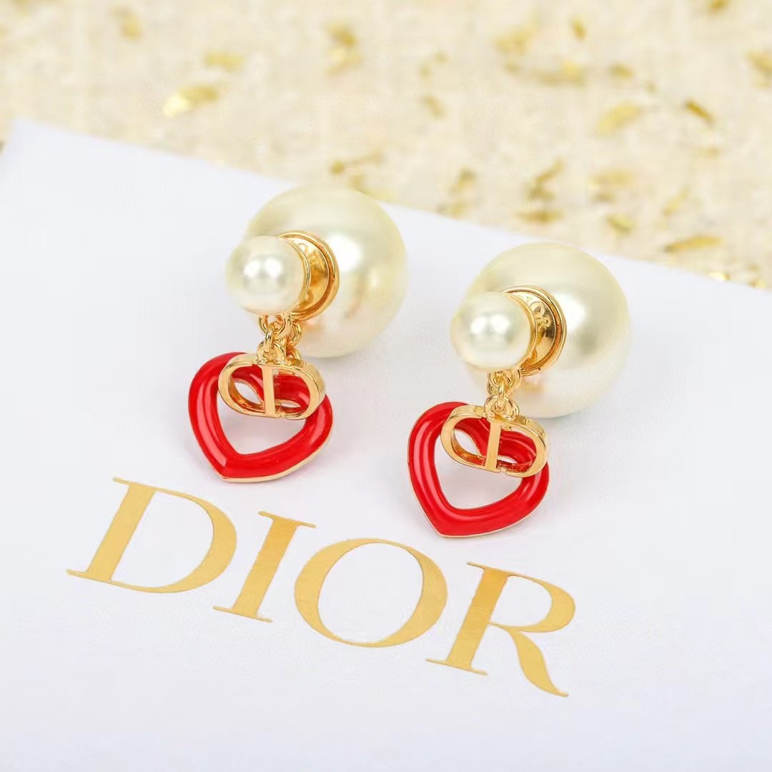 replica Dior CD Heart Drop Front Back Pearl Stud Earring - H Lin Jewelry