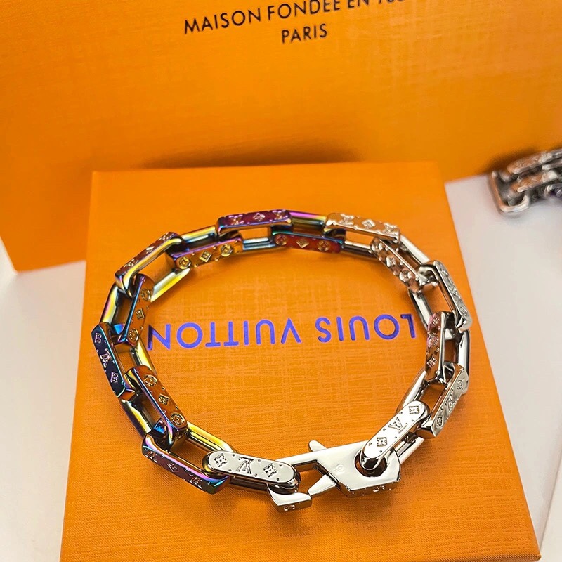 replica Louis Vuitton Hot Sale Chunky Chain Monogram Men Bracelet - H Lin Jewelry