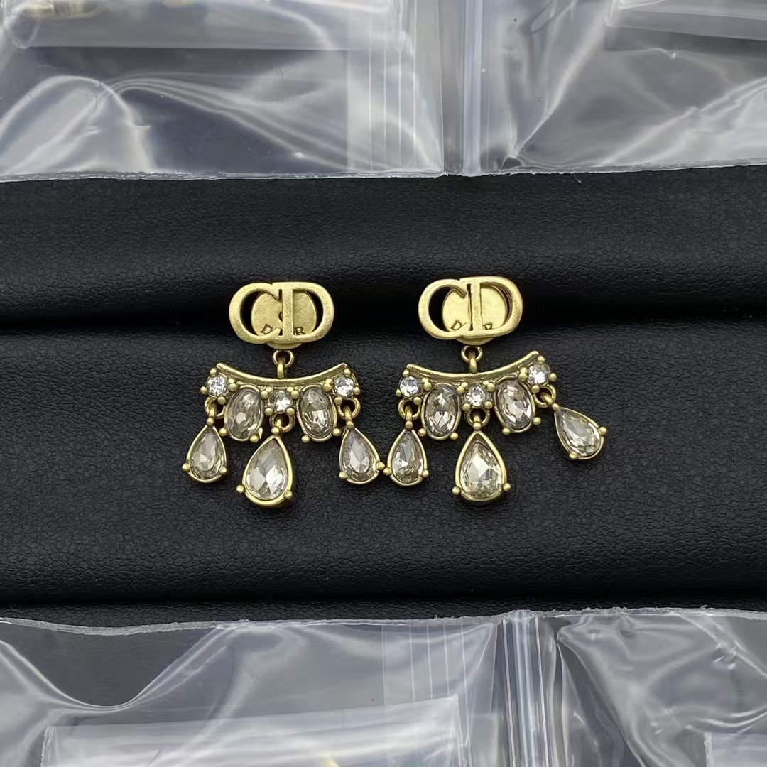 replica Dior Vintage Diamond Paved Earrings - H Lin Jewelry