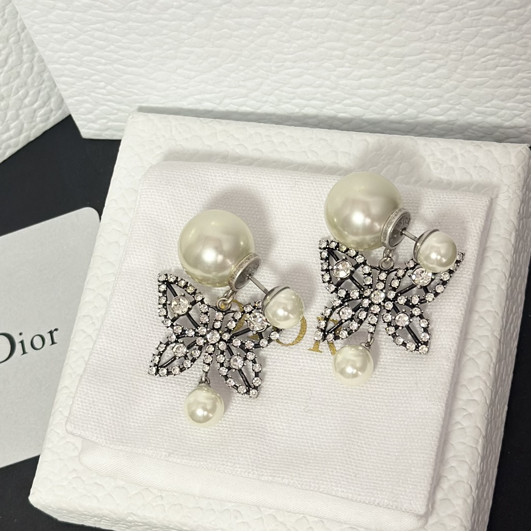 replica Dior Butterfly Pearl Drop Earrings - H Lin Jewelry