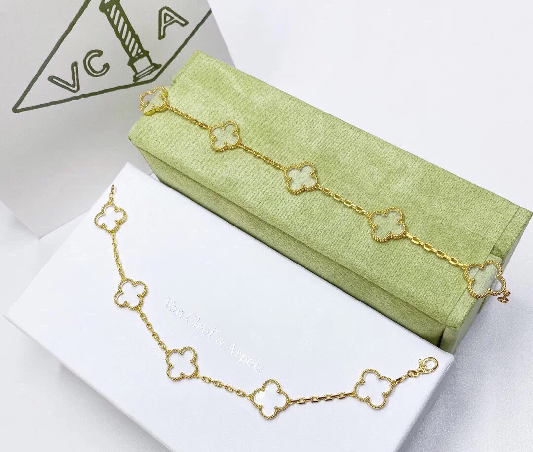 replica Van Cleef & Arpels Transparent Crystal Alhambra Bracelets, 5 Motifs - H Lin Jewelry