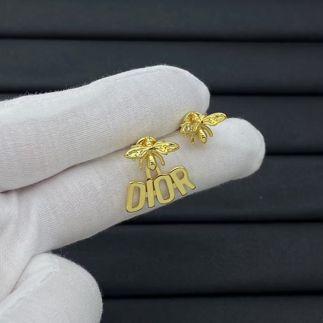 replica Dior Asymmetric Bee Stud Earrings - H Lin Jewelry