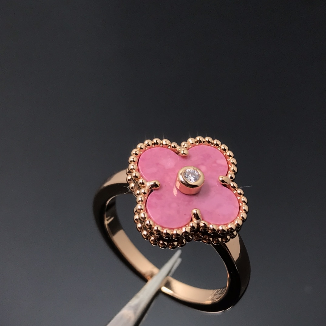 replica Van Cleef & Arpels Pink Vintage Alhambra Ring - H Lin Jewelry