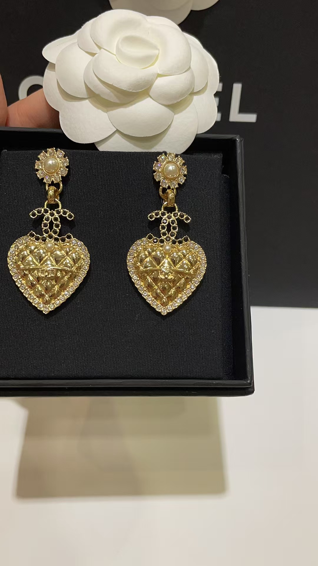 replica Chanel Love Heart Dangle Earrings - H Lin Jewelry