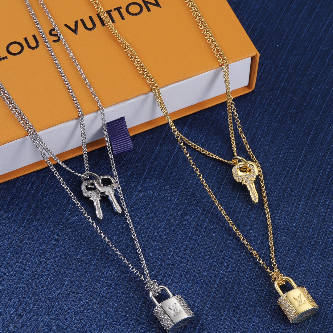 replica Louis Vuitton 2 Layers Lock and Key Necklace - H Lin Jewelry