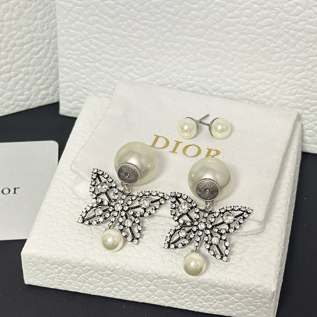 replica Dior Butterfly Pearl Drop Earrings - H Lin Jewelry