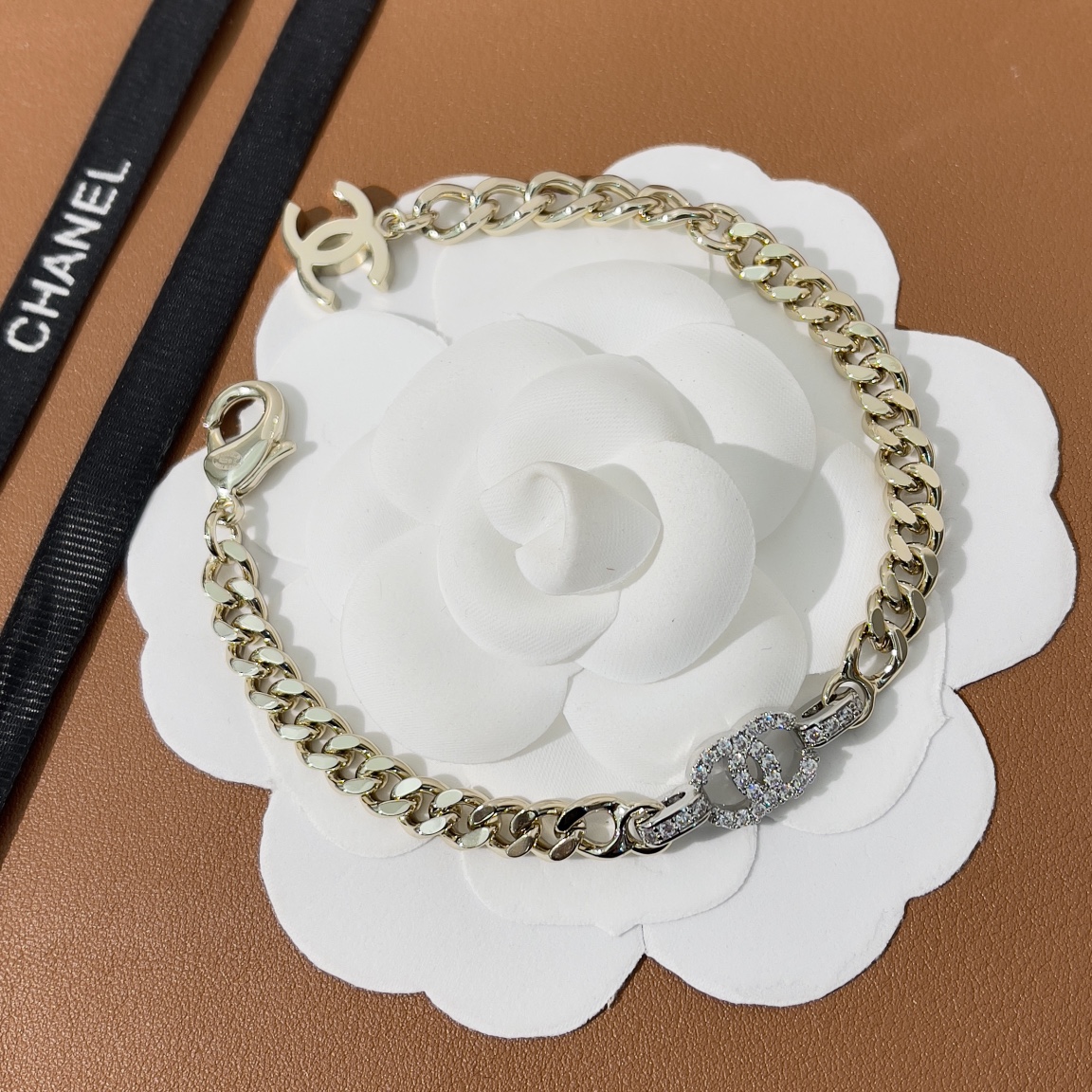 replica Chanel Mixed Color Cuban Chain Bracelet Earrings Choker Necklace - H Lin Jewelry