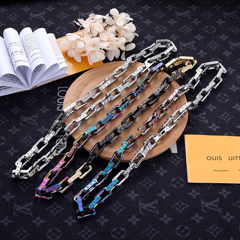replica Louis Vuitton Mixed Color Cuban Chain Mens Necklace - H Lin Jewelry