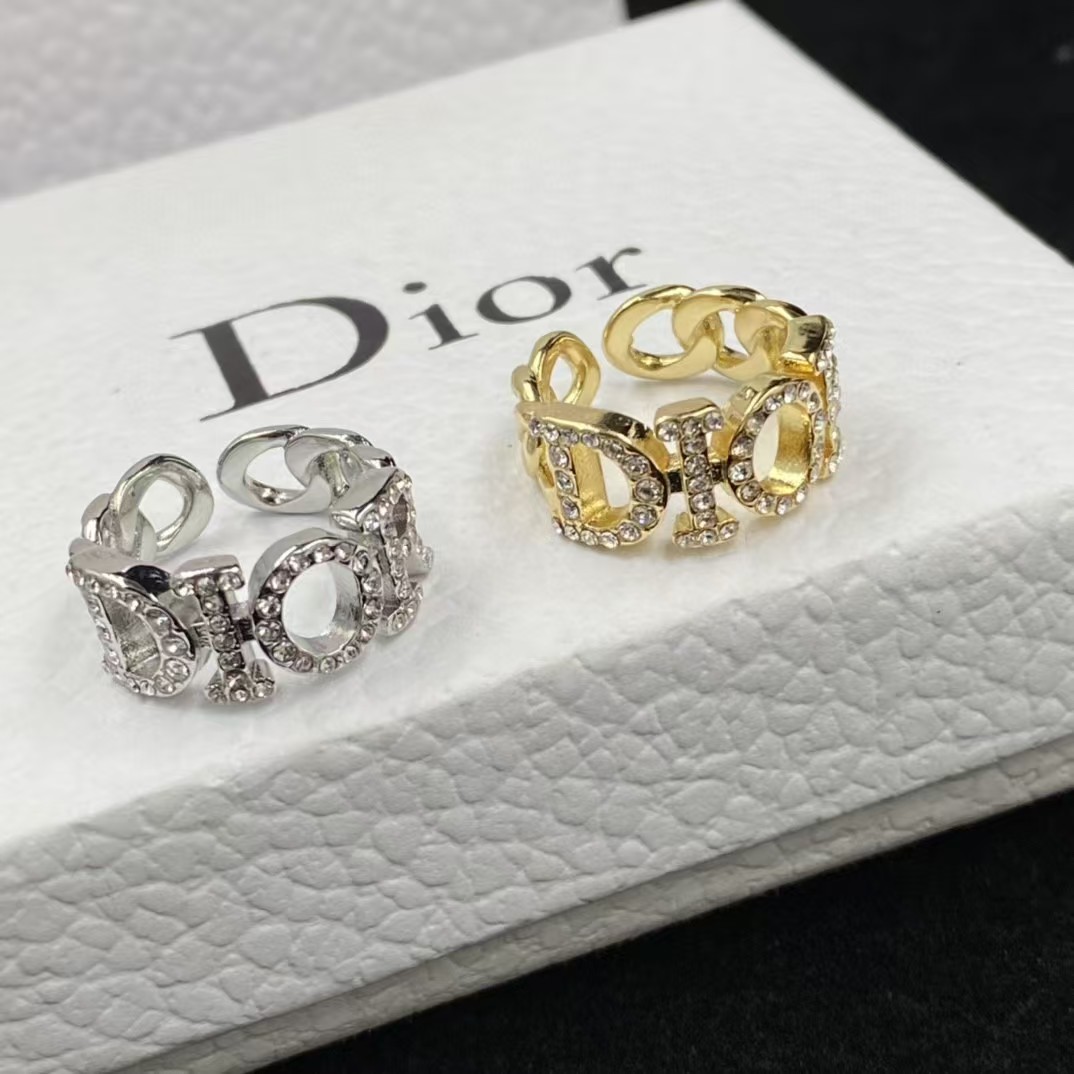 replica Diamond Paved Dior Letters Open Ring - H Lin Jewelry