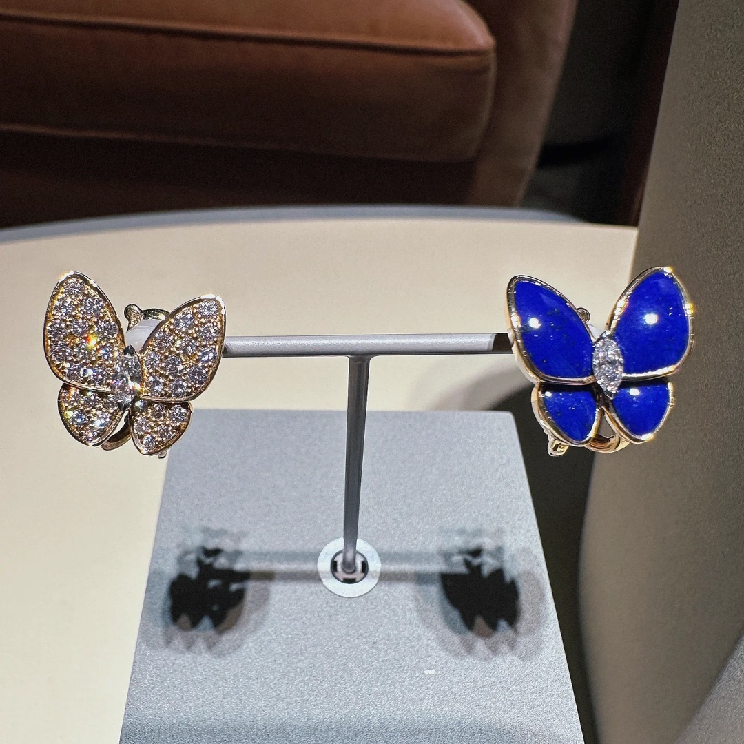 replica Van Cleef & Arpels Asymmetric Lapis Lazuli Butterfly Earrings - H Lin Jewelry