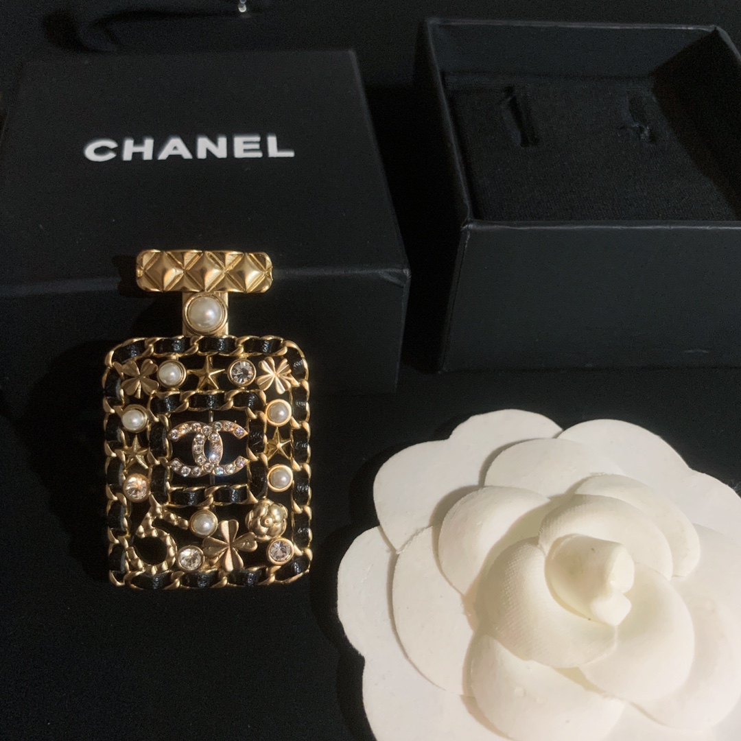 replica Chanel Leather Wrap Perfume Bottle Brooch - H Lin Jewelry