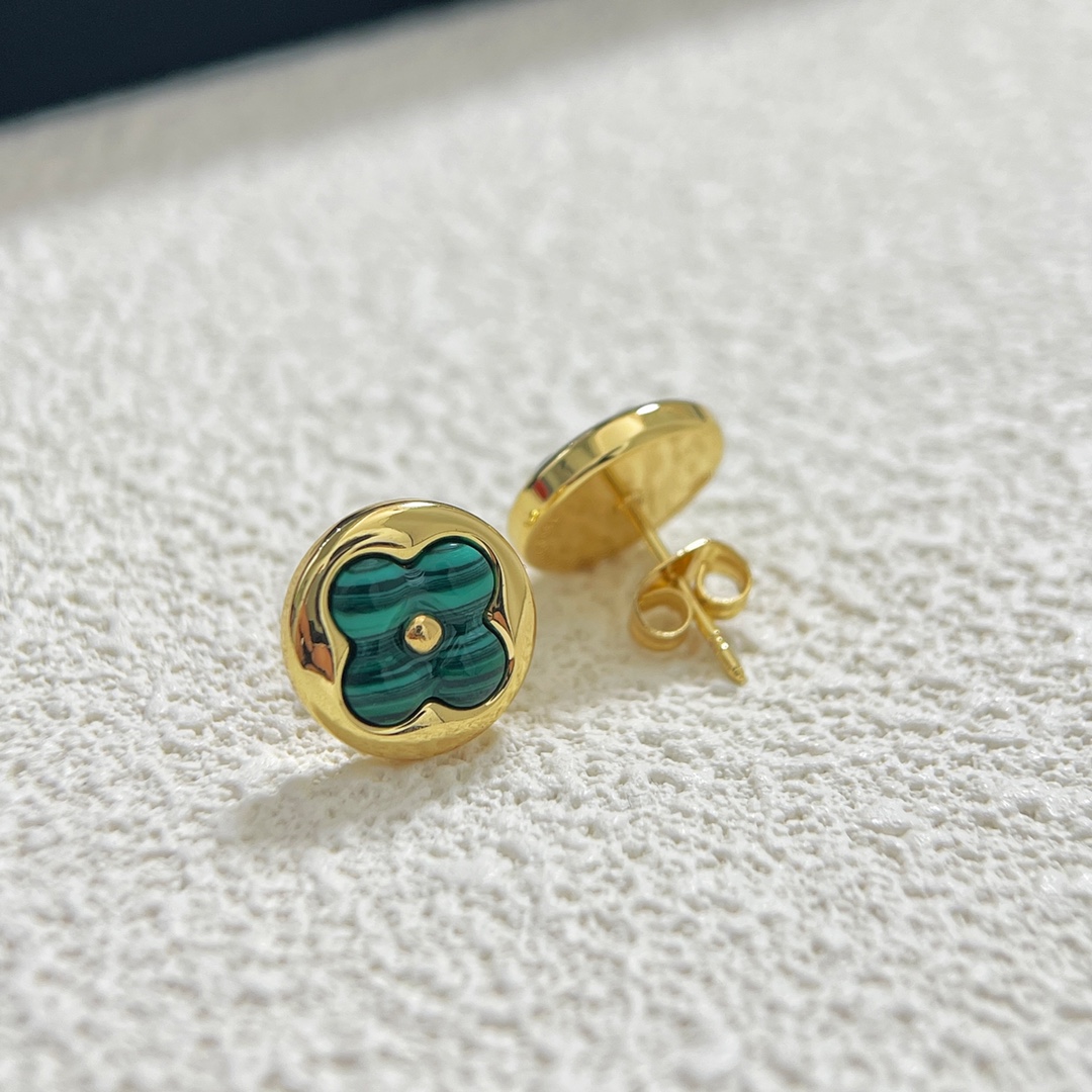 replica Louis Vuitton Green Malachite Stud Earrings - H Lin Jewelry