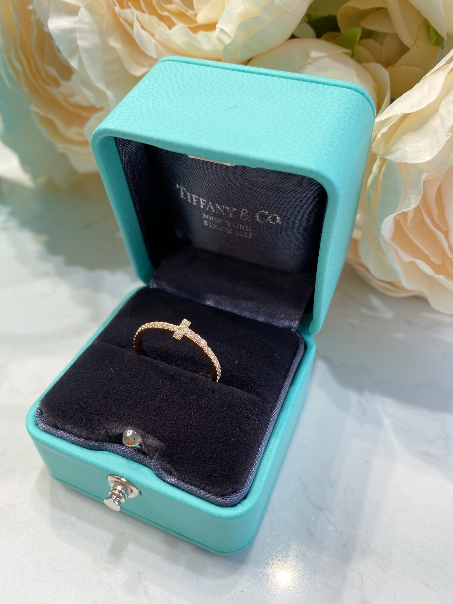 replica Tiffany Full Diamond Paved T Ring - H Lin Jewelry