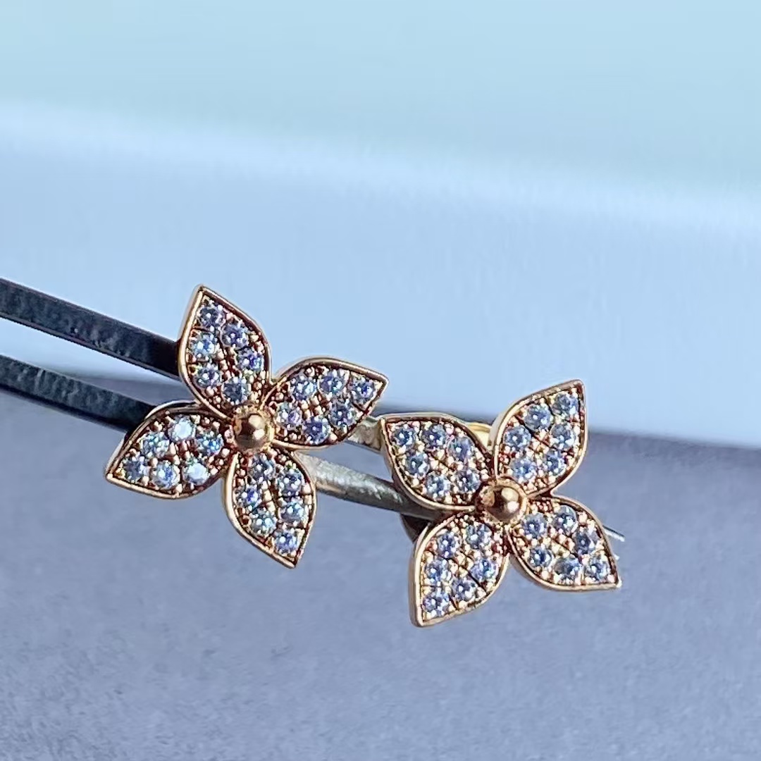 replica Louis Vuitton Diamond Flower Stud Earrings - H Lin Jewelry