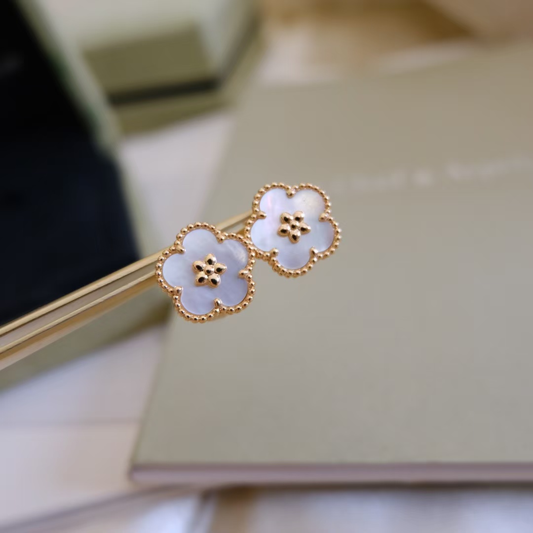 replica Van Cleef & Arpels Lucky Spring Earrings, Plum Blossom - H Lin Jewelry